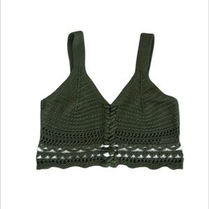 Jolie & Joy green crochet knitted crop top size medium